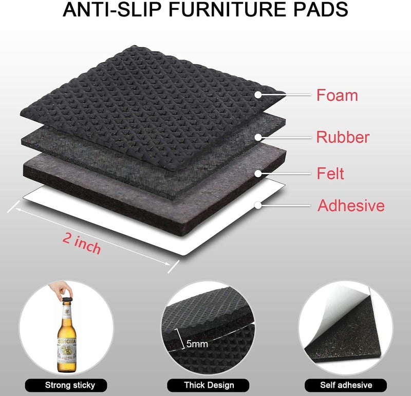 Yelanon Non Slip Furniture Pads -16pcs 2.5"" Grippers Hardwood Floors, Non Skid for Furniture Legs,Self Adhesive Rubber Furniture Feet, Anti Slide Furniture Floors Protectors for Keep Couch Stoppers - Image 2